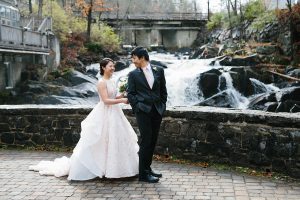 First Look Wakefield Mill Fall Wedding