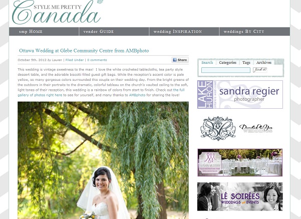 Featured on Style Me Pretty Canada
