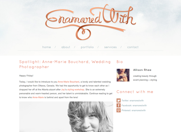 Feature on Enamored With AMBphoto photography by Anne-Marie Bouchard